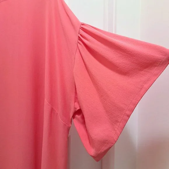 Eileen Fisher Flutter Sleeve Silk Georgette Boxy Top Pink Size 2X - Picture 4 of 10